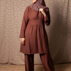 Brown Pleat Top and Pants